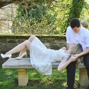 MUADRESS Women Cap-Sleeve Lace Floral Elegant Cocktail Dress Crew Neck